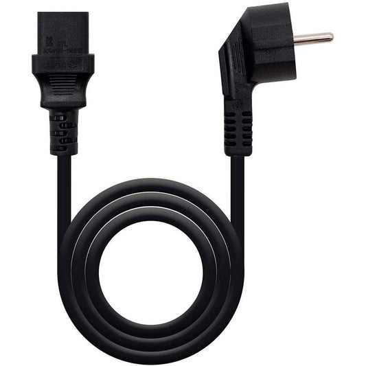 NANOCABLE 10.22.0102 1.5m Cable Alimentación Negro Enchufe Schuko 10A CEE7/M-C13/H Acodado para PC Monitor Impresora