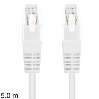 Nanocable Cable de Red RJ45 Macho LAN Local Area Network para PC Ordenador Portátil PS4 Blanco 10.20.0105-W 5m Cat.5e