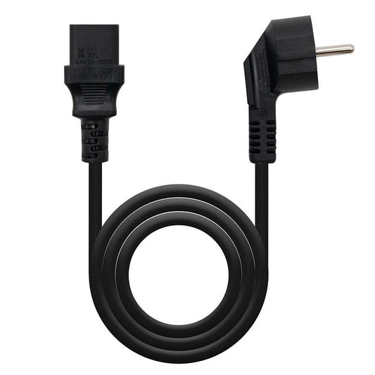 NANOCABLE 10.22.0103 3m Cable Alimentación Negro Enchufe Schuko 10A CEE7/M-C13/H Acodado para PC Monitor Impresora