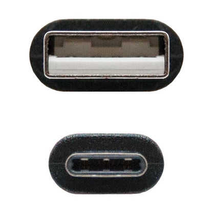 Nanocable 10.01.2102 Cable Carga 3A+Datos de USB 2.0 a Tipo C M/M Negro para Teléfonos Celulares Smartphones Tablets
