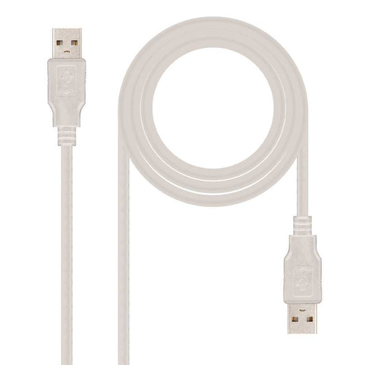Nanocable 10.01.0302 1m Cable USB 2.0 Tipo A Doble Macho Beige para PC Modem DVD Ordenador de Mesa Portatil Carga Transferencia de Datos