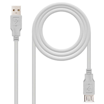 Nanocable 10.01.0204 3m Cable Conector USB 2.0 Tipo A de Macho Hembra Beige Latiguillo Alargador Prolongador M/H
