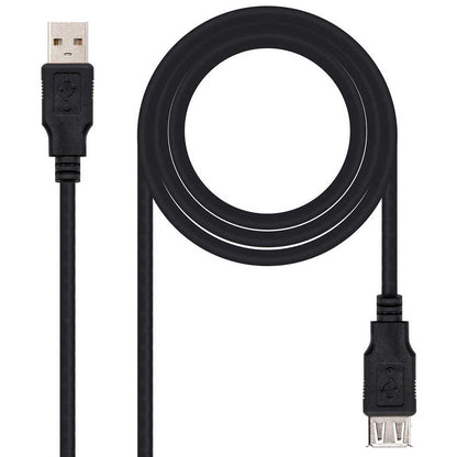 Nanocable 10.01.0204-BK 3m Cable Conector USB 2.0 Tipo A de Macho Hembra Negro Latiguillo Alargador Prolongador M/H