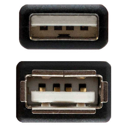 Nanocable 10.01.0204-BK 3m Cable Conector USB 2.0 Tipo A de Macho Hembra Negro Latiguillo Alargador Prolongador M/H