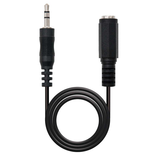 Nanocable 10.24.0201 1,5m Cable Alargador Jack 3.5mm Estéreo Macho a Hembra Negro Prolongador de Extensión Minijack