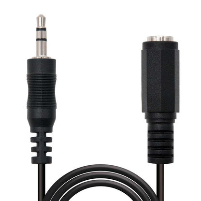 Nanocable 10.24.0201 1,5m Cable Alargador Jack 3.5mm Estéreo Macho a Hembra Negro Prolongador de Extensión Minijack