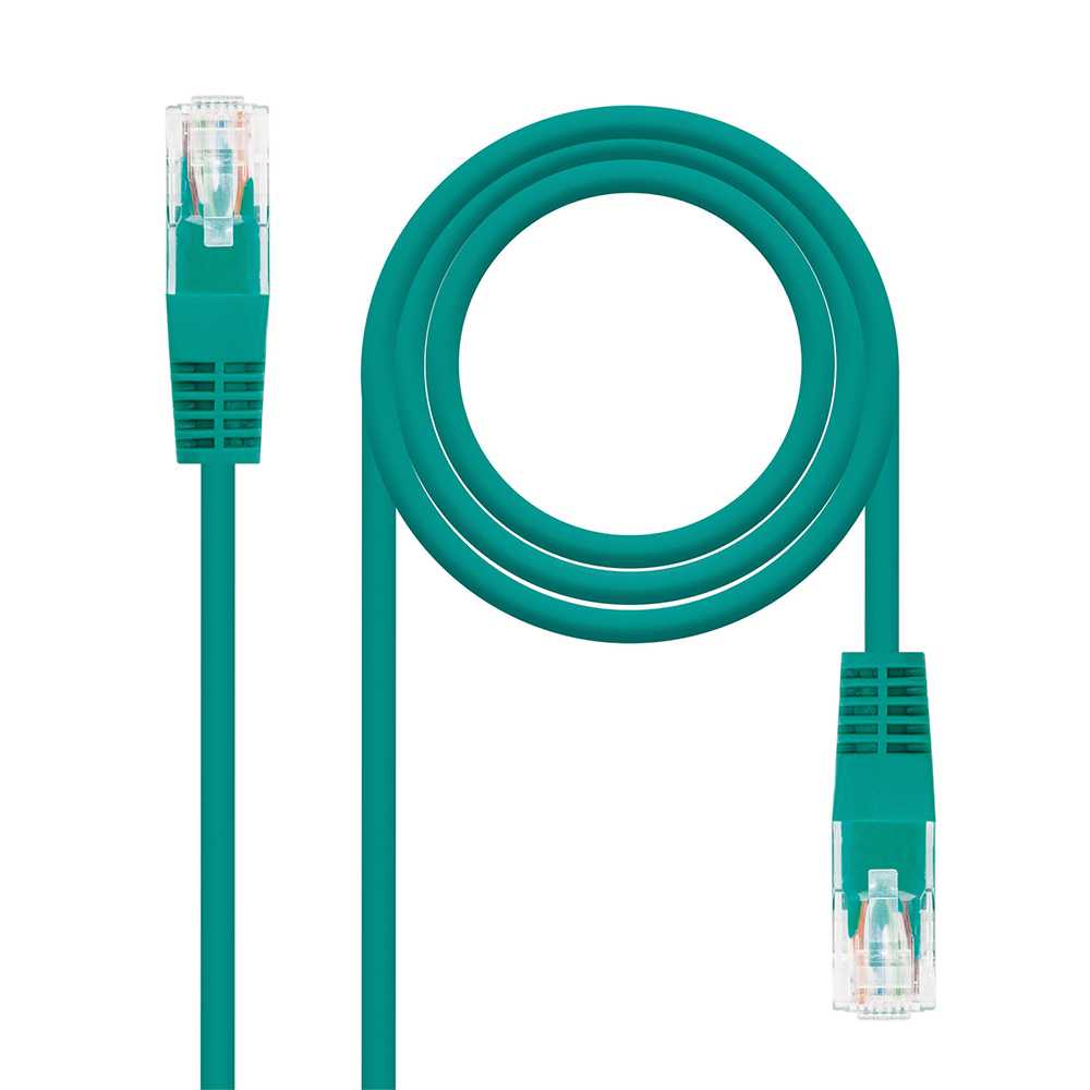 Nanocable 10.20.0401-GR 1m Cat.6 Verde Cable de Red RJ45 M/M para PC Ordenador Portatil Consolas TV Routers Redes Internet Impresoras Latiguillo LAN 8P8C Local Area Network