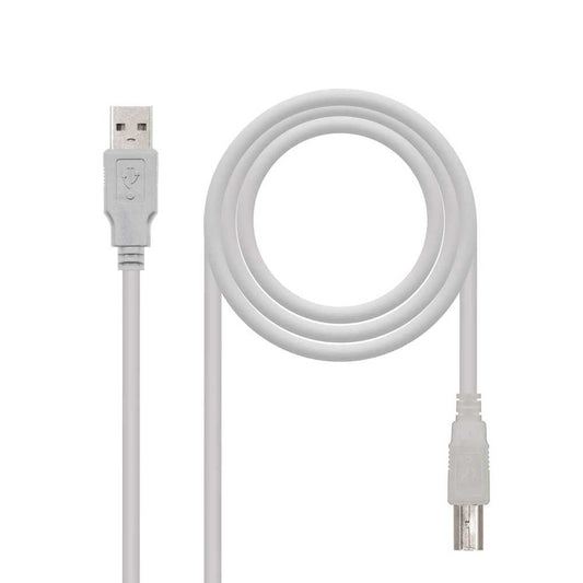 NANOCABLE Cable USB 2.0 Macho para Impresora Tipo A/M-B/M Beige 10.01.0102-BK 1m Compatible Epson Canon Brother HP