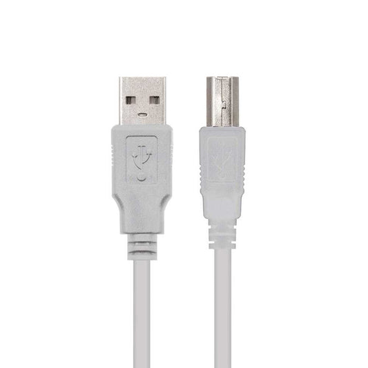 NANOCABLE Cable USB 2.0 Macho para Impresora Tipo A/M-B/M Beige 10.01.0102-BK 1m Compatible Epson Canon Brother HP