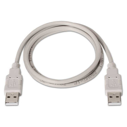 Nanocable 10.01.0303 2m Beige Cable USB 2.0 Tipo A Doble Macho para PC Modem DVD Ordenador de Mesa Portatil Carga Transferencia de Datos