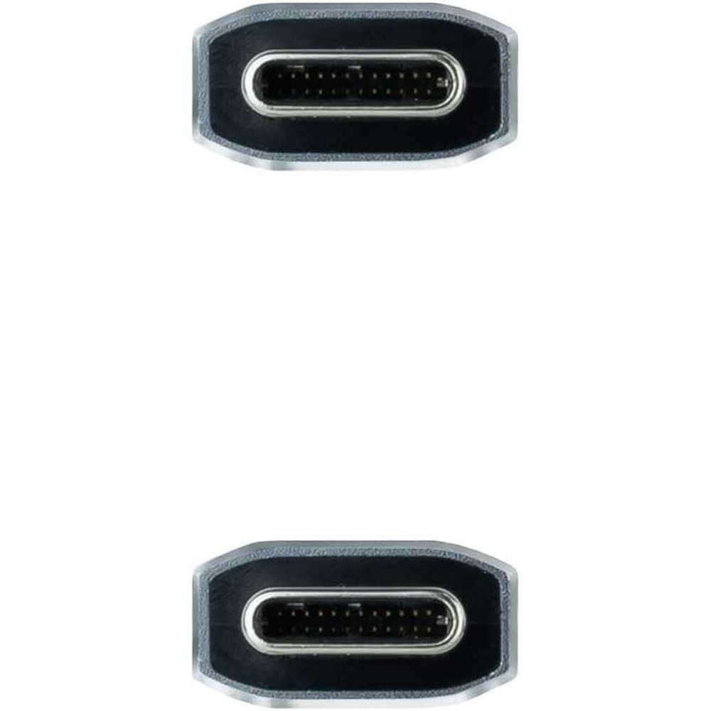 NANOCABLE Cable USB 3.1 USB-C/M-USB-C/M, Gen2 10Gbps 5A, Color Gris/Negro, 1.5 m