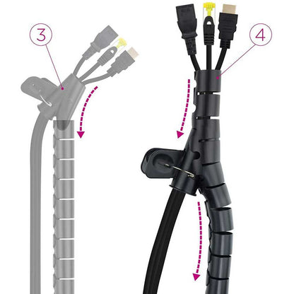 Nanocable Tubo Organizador de Cables Universal 25mm x 1m, Flexible, Color Negro