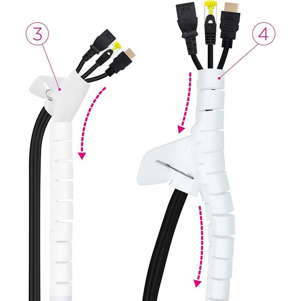 Nanocable Tubo Organizador de Cables Universal 25mm x 2m, Flexible, Color Blanco