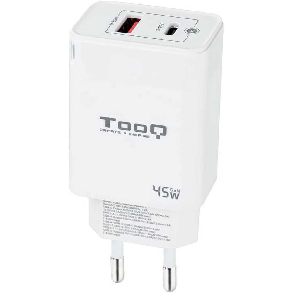 TOOQ Cargador de Pared con Puerto USB-C y Otro Puerto USB-A 45W