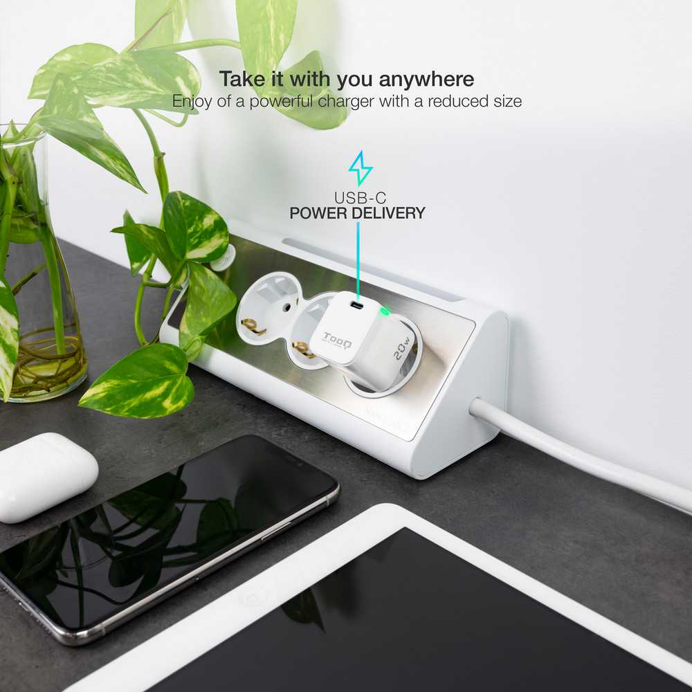 Adaptador de Recarga de Batería - Puerto USB Tipo C para Teléfonos Móviles Tablets Smartphones  Blanco