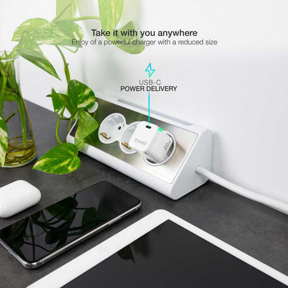 Adaptador de Recarga de Batería - Puerto USB Tipo C para Teléfonos Móviles Tablets Smartphones  Blanco