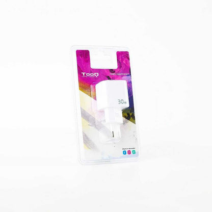 TOOQ Cargador de Pared USB-C 30W de Carga Rápida Color Blanco con tecnología GaN 100-240V