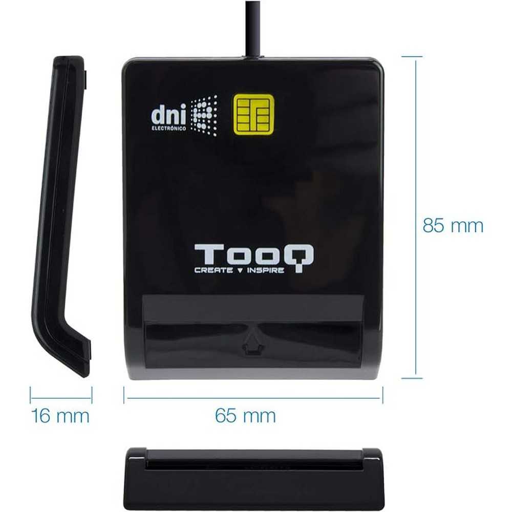 Tooq Lector Externo de DNI Electrónico y Tarjetas Inteligentes (DNIe), USB 2.0, Color Negro, 480 Mbps.