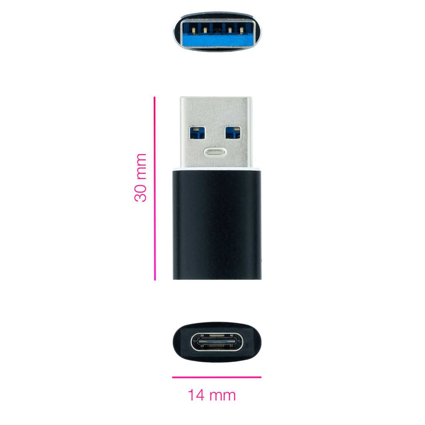 Nanocable Adaptador USB-A 3.1 a USB-C, USB-A/M-USB-C/H, Negro