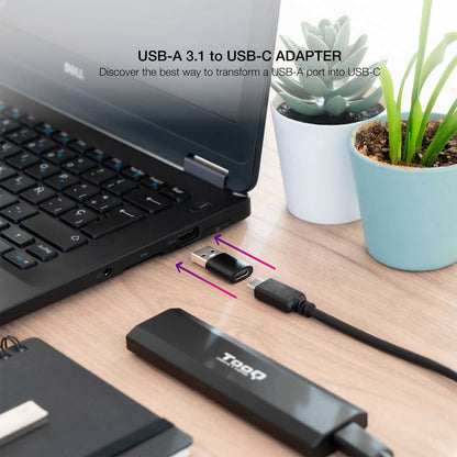 Nanocable Adaptador USB-A 3.1 a USB-C, USB-A/M-USB-C/H, Negro