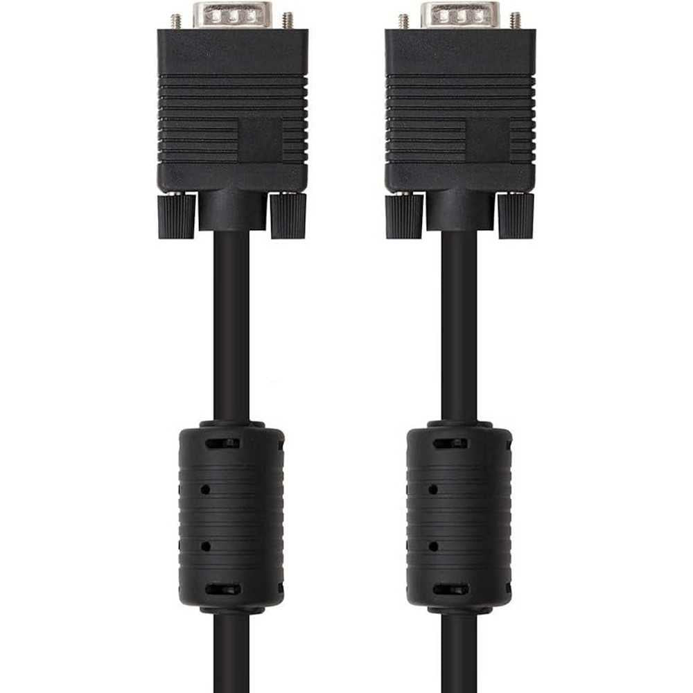 NANOCABLE Cable SVGA con ferrita para monitor, proyector y PC, HDB15/M-HDB15/M, 1.8 m, Negro