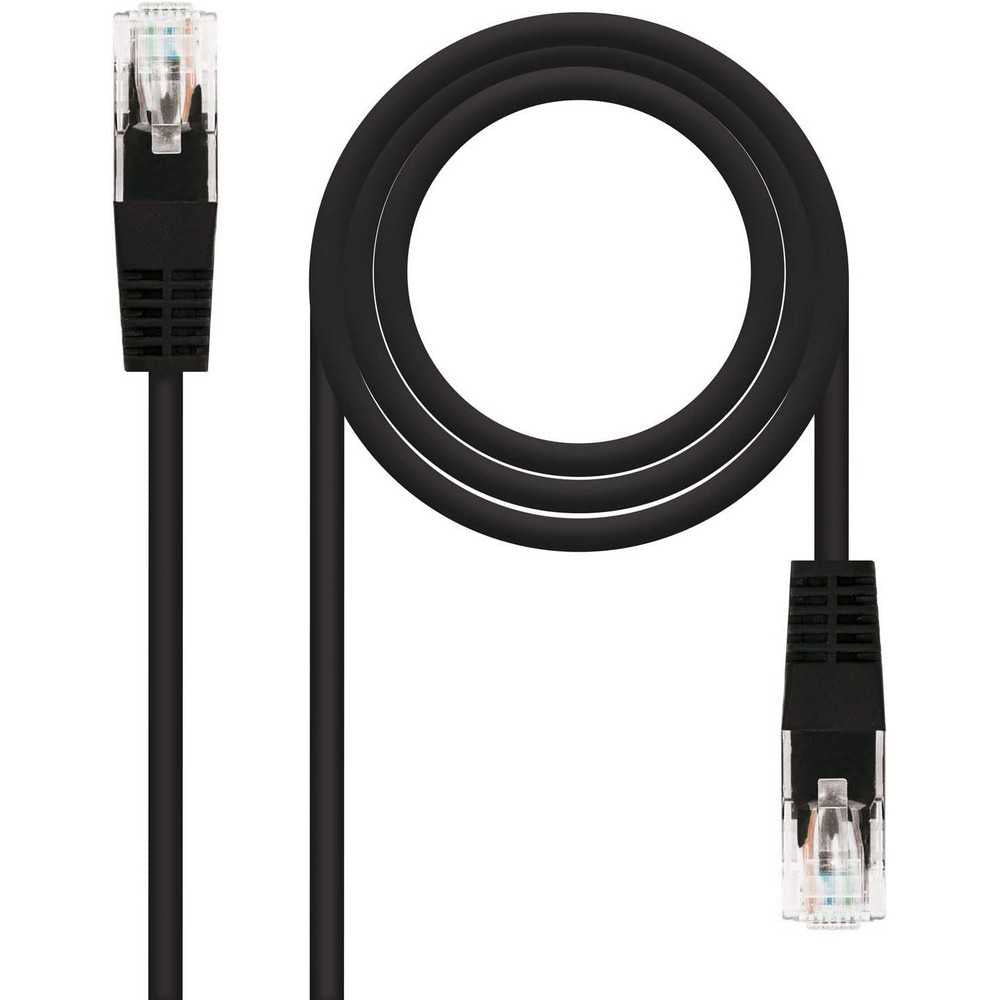 Nanocable Cable de red Ethernet RJ45 Cat.5e UTP AWG24, Negro, latiguillo de 1mts