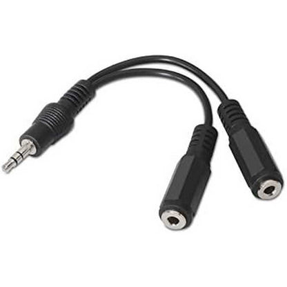 Adaptador Divisor de Mini Jack 3.5mm Macho a 2 Hembras Negro Cable Splitter Audio Duplicador de 15 centímetros