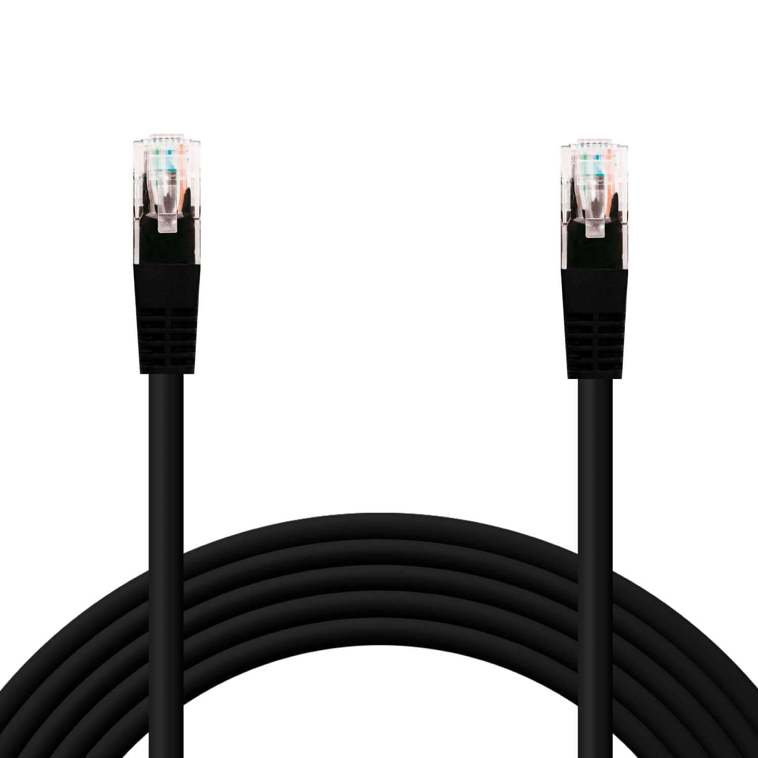 Cable Ethernet Cat.6 de 0.5 M Cable de Red UTP AWG24 Negro 1Gbps 250MHz con Conector RJ45, Compatible con PC PS5 PS4