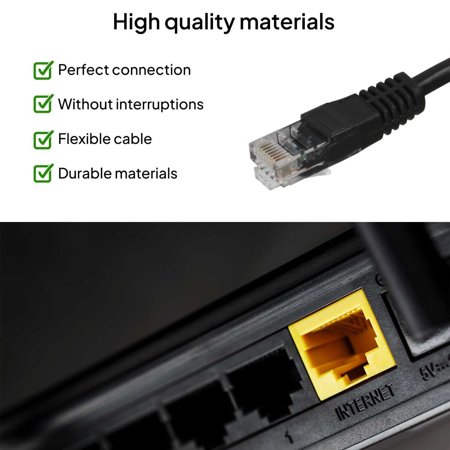 Cable Ethernet Cat.6 de 0.5 M Cable de Red UTP AWG24 Negro 1Gbps 250MHz con Conector RJ45, Compatible con PC PS5 PS4