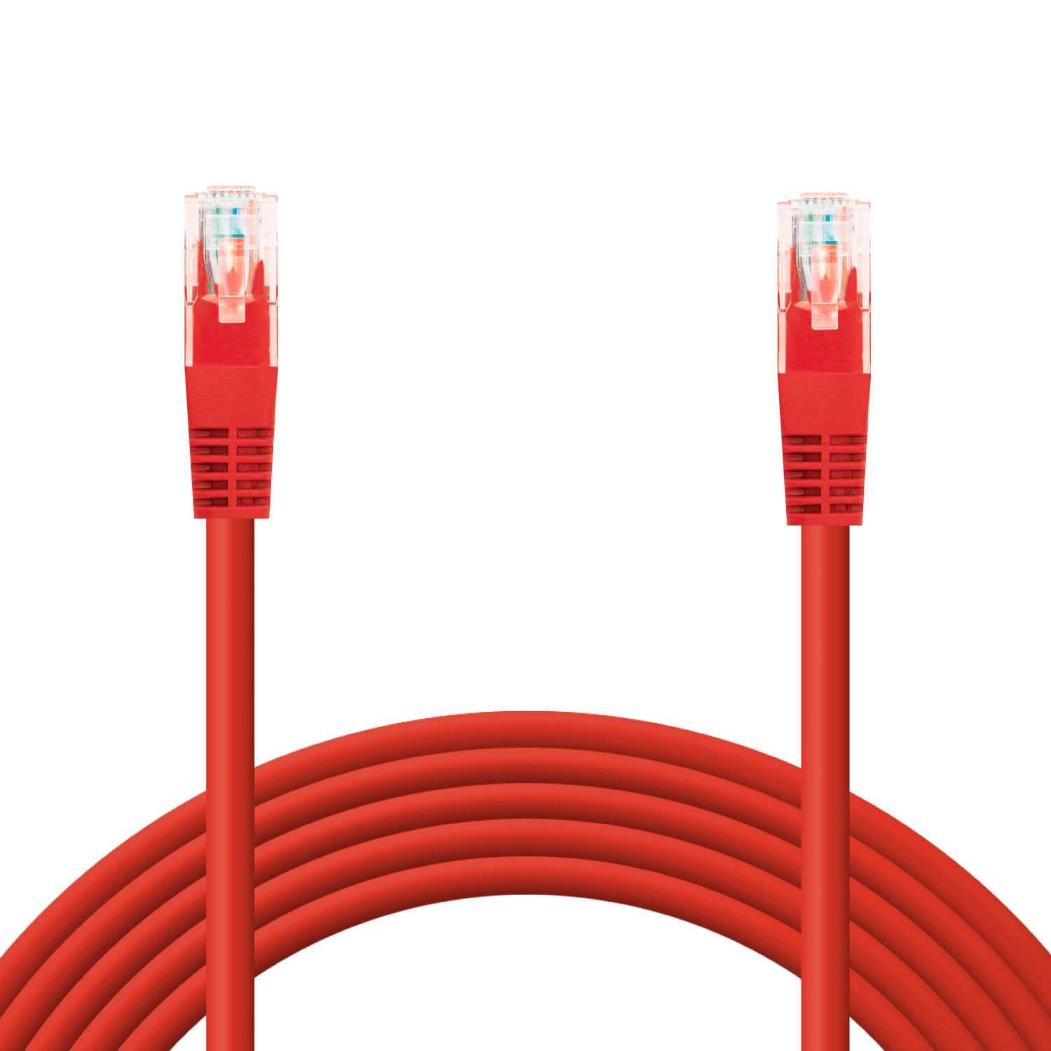 Cable Ethernet Cat.6 de 0.5 M Cable de Red UTP AWG24 Rojo 1Gbps 250MHz con Conector RJ45, Compatible con PC PS5 PS4