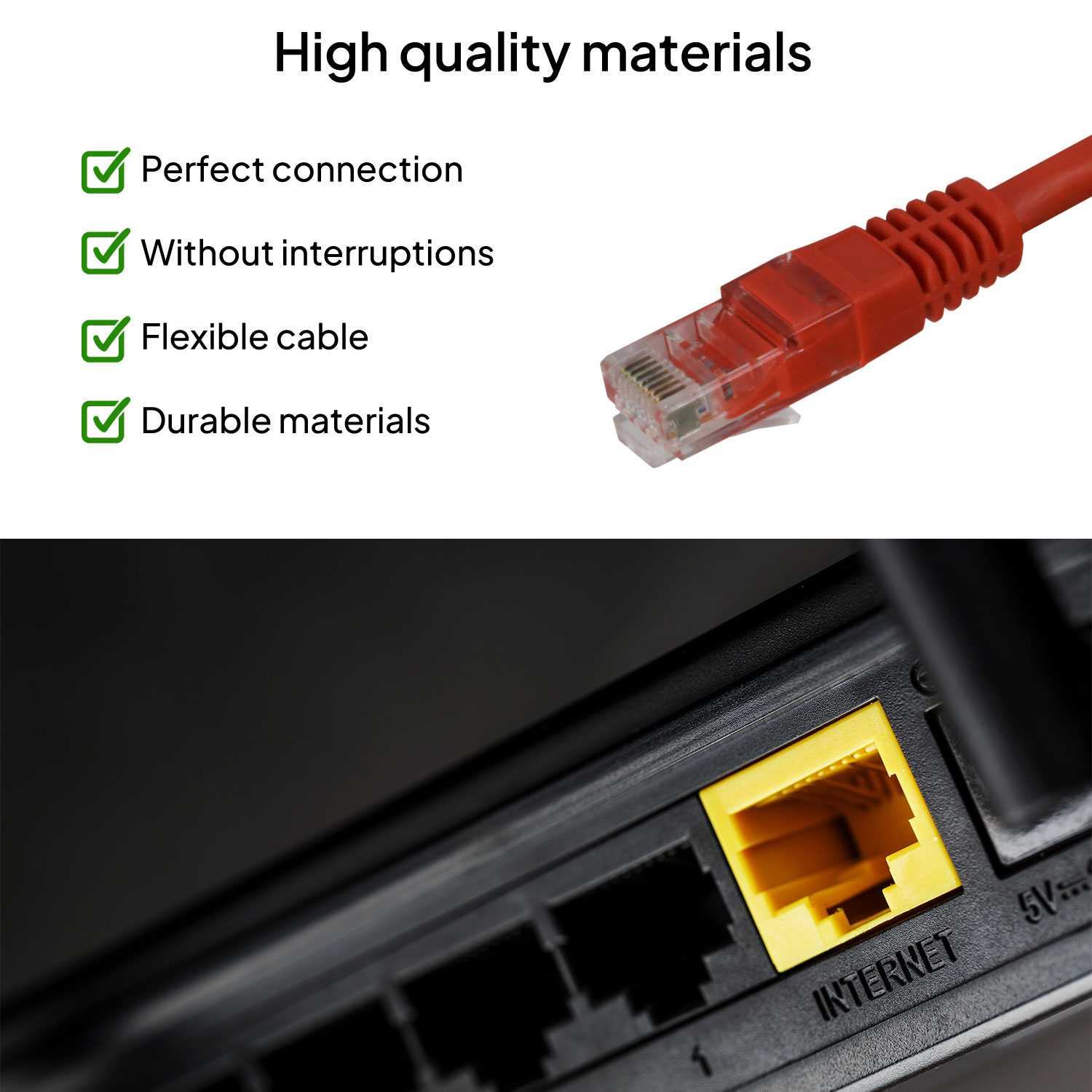 Cable Ethernet Cat.6 de 0.5 M Cable de Red UTP AWG24 Rojo 1Gbps 250MHz con Conector RJ45, Compatible con PC PS5 PS4