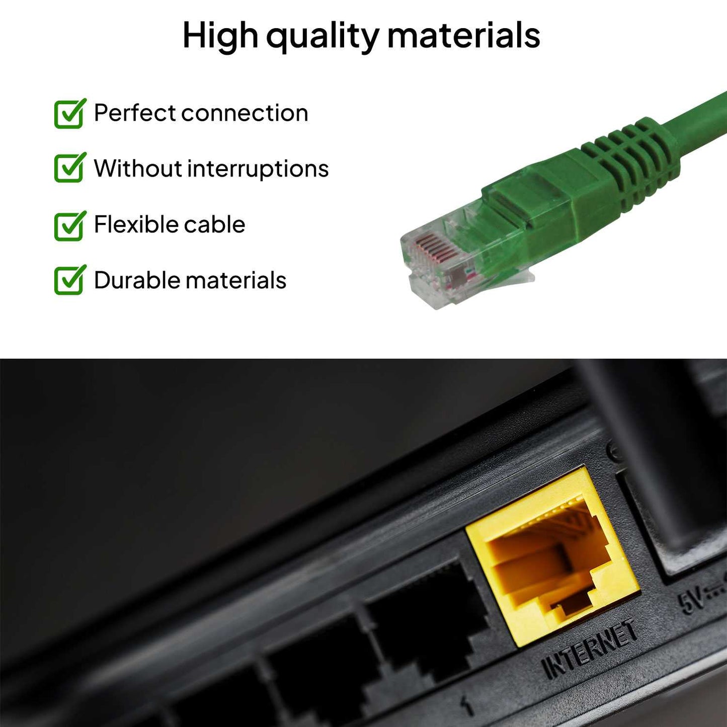 Cable Ethernet Cat.6 de 0.5 M Cable de Red UTP AWG24 Verde 1Gbps 250MHz con Conector RJ45, Compatible con PC PS5 PS4