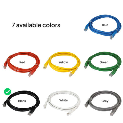 Cable Ethernet Cat.6 de 0,30m Cable de Red UTP AWG24 Negro 1Gbps 250MHz con Conector RJ45, Compatible con PC PS5 PS4