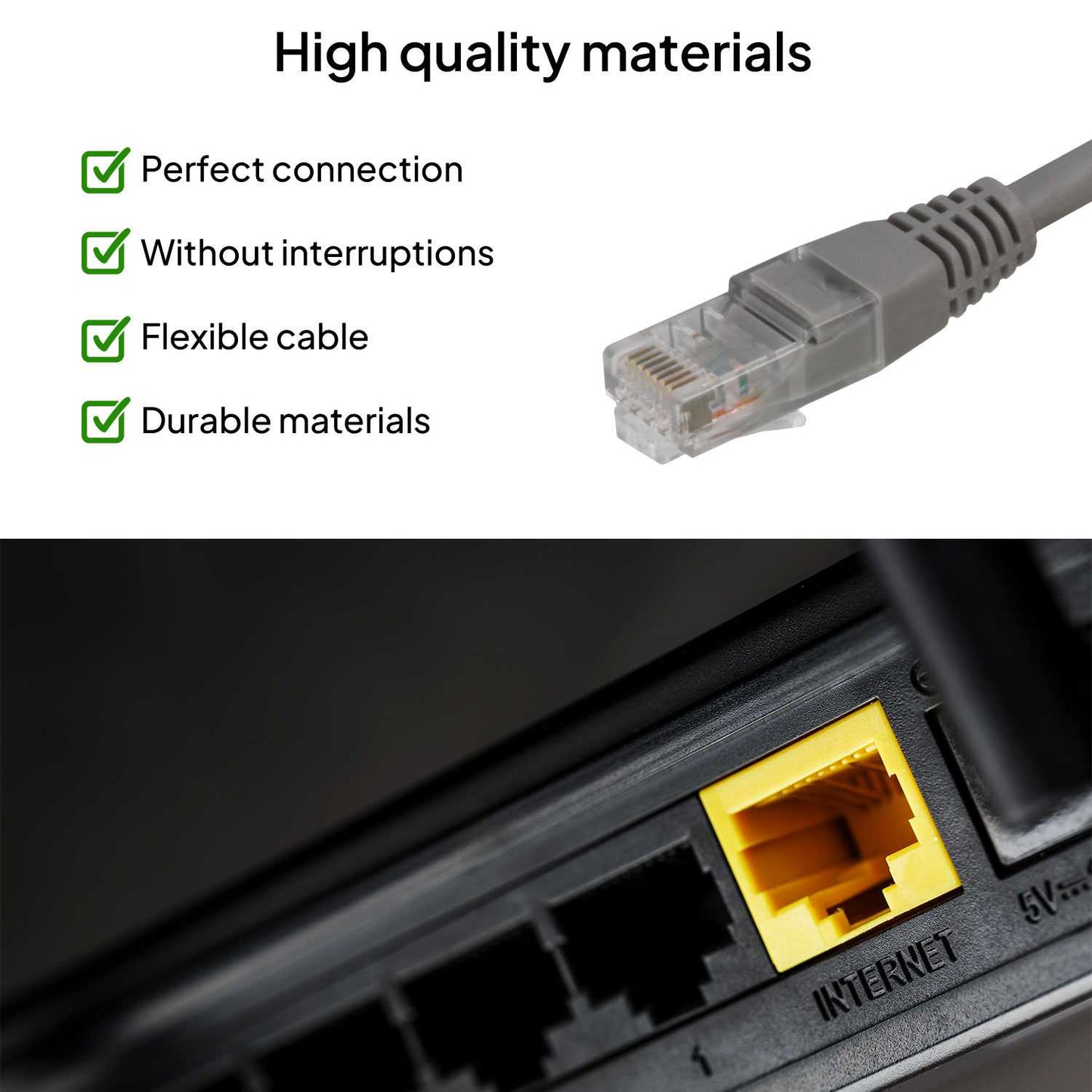 Cable Ethernet Cat.6 de 1,5m Cable de Red UTP AWG24 Gris 1Gbps 250MHz con Conector RJ45, Compatible con PC PS5 PS4