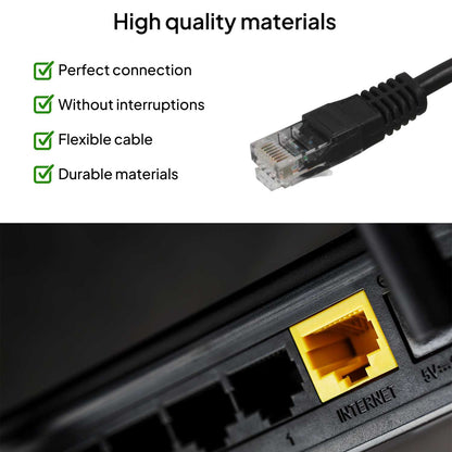 Cable Ethernet Cat.6 de 25 CM Cable de Red UTP AWG24 Negro 1Gbps 250MHz con Conector RJ45, Compatible con PC PS5 PS4