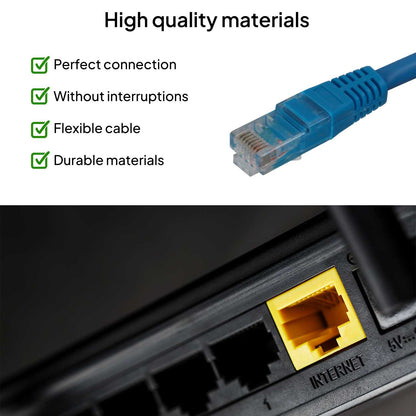 Cable Ethernet Cat.6 de 25 CM Cable de Red UTP AWG24 Azul 1Gbps 250MHz con Conector RJ45, Compatible con PC PS5 PS4