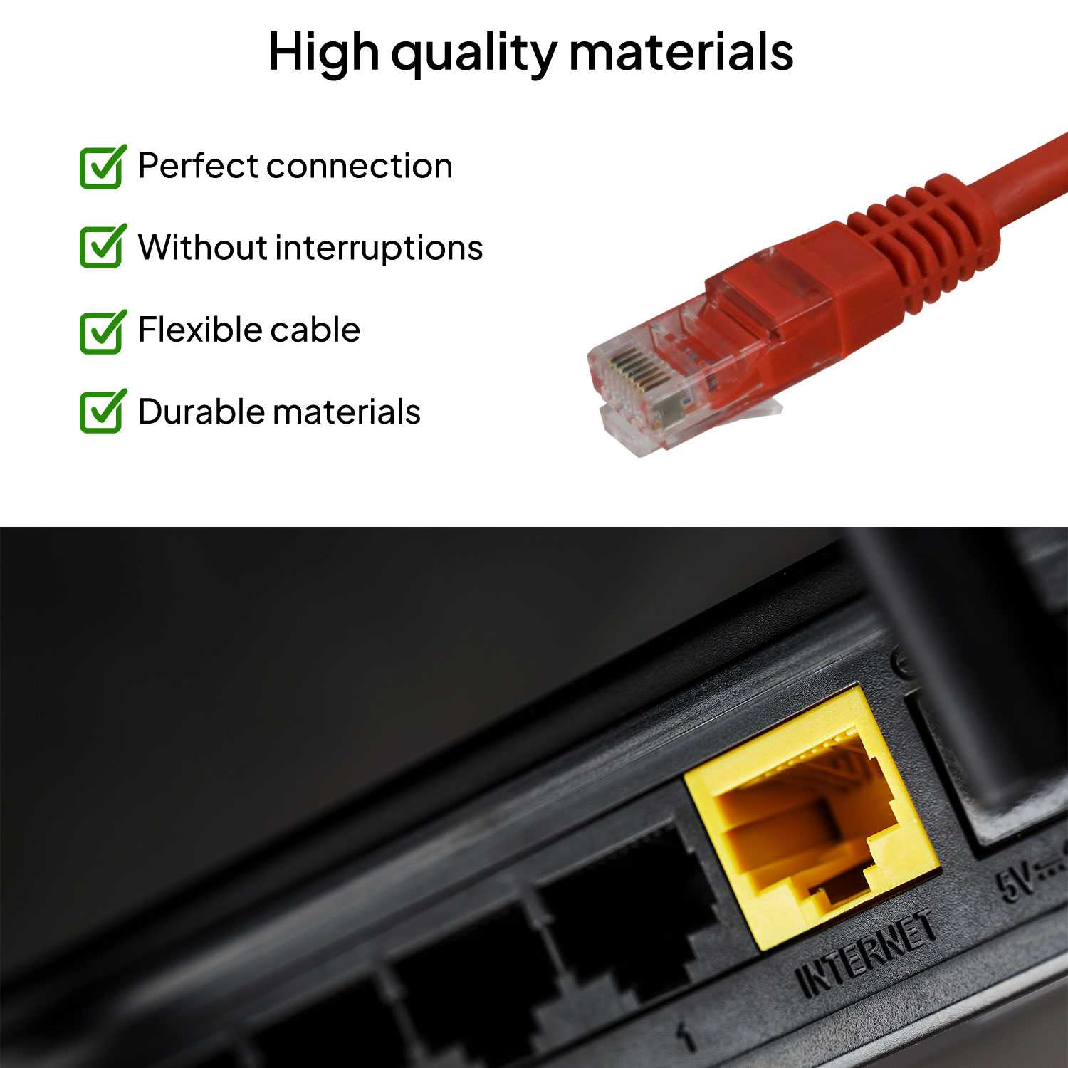 Cable Ethernet Cat.6 de 0,25m Cable de Red UTP AWG24 Rojo 1Gbps 250MHz con Conector RJ45, Compatible con PC PS5 PS4