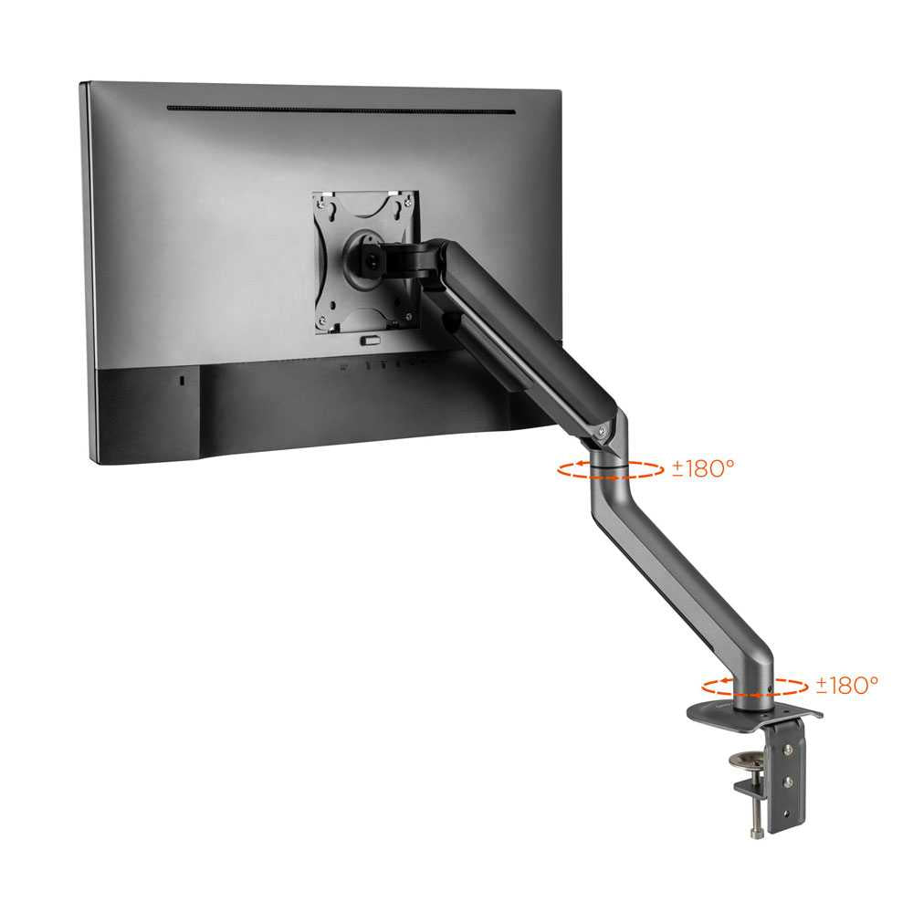 DB4032TNR-G TOOQ - Soporte de Mesa Giratorio e Inclinable para Pantallas de 17-32 Pulgadas, 1 Brazo, Ajustable, Color Gris
