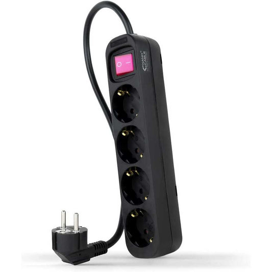 Nanocable Regleta de Enchufe con interruptor de 4 tomas,  250V color Negro cable 1,4 m