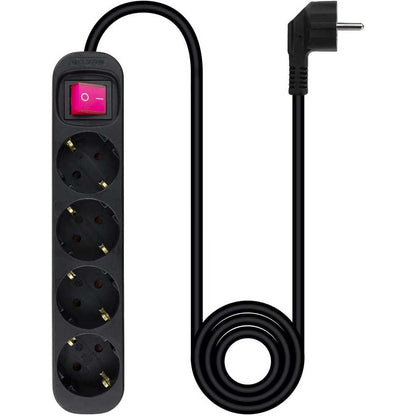 Nanocable Regleta de Enchufe con interruptor de 4 tomas,  250V color Negro cable 1,4 m