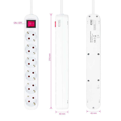 NANOCABLE Regleta de Enchufe con interruptor de 6 tomas,  250V color Blanco cable 1,4 m