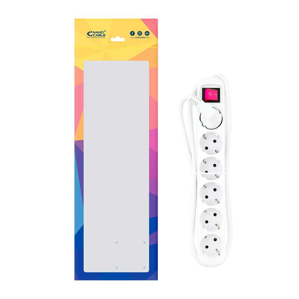 NANOCABLE Regleta de Enchufe con interruptor de 6 tomas,  250V color Blanco cable 1,4 m