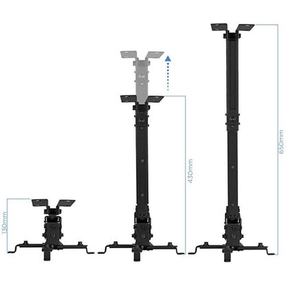 TooQ Soporte de Techo Regulable para Proyector (Hasta 20 kg de Peso)Color Negro
