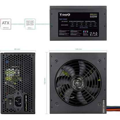 Fuente de Alimentación Ecopower II de 550W con PFC Pasivo, Ventilador silencioso de 120mm con control