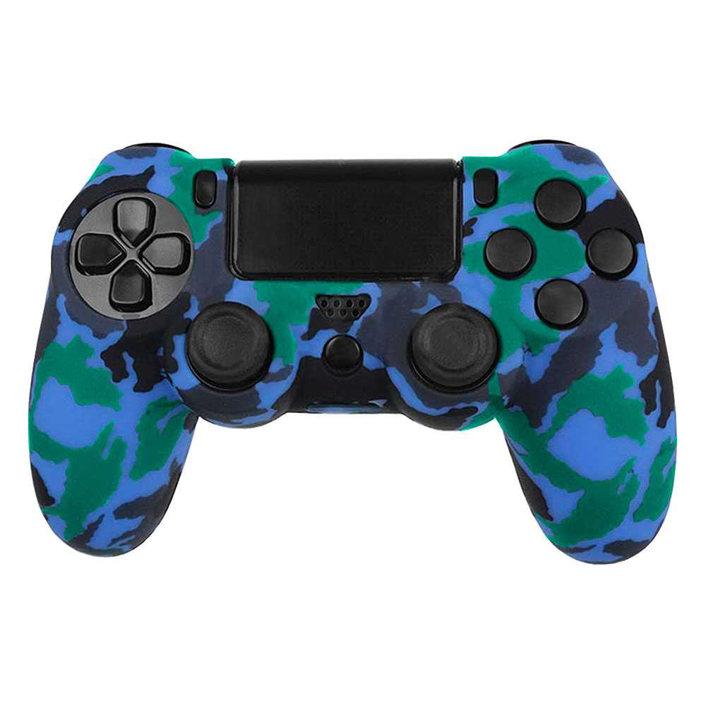 Funda de Silicona Compatible Con Mando PS4/Slim/PRO Camuflaje Azul Carcasa Cubierta Anti Caídas Golpes Goma Flexible