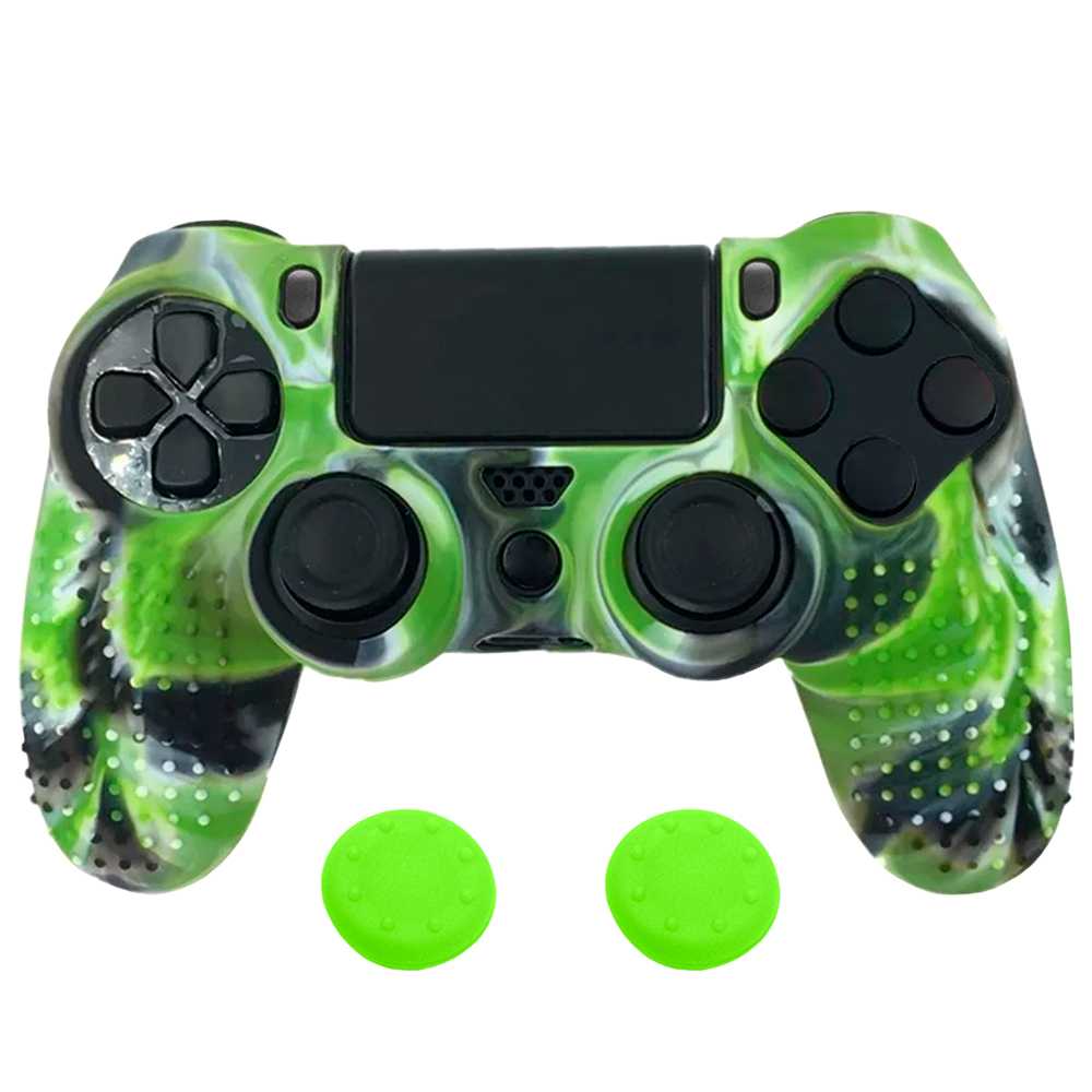 Funda de Silicona Compatible Con Mando PS4/Slim/PRO Tricolor Verde Carcasa Anti Caídas Golpes Goma Flexible Suave