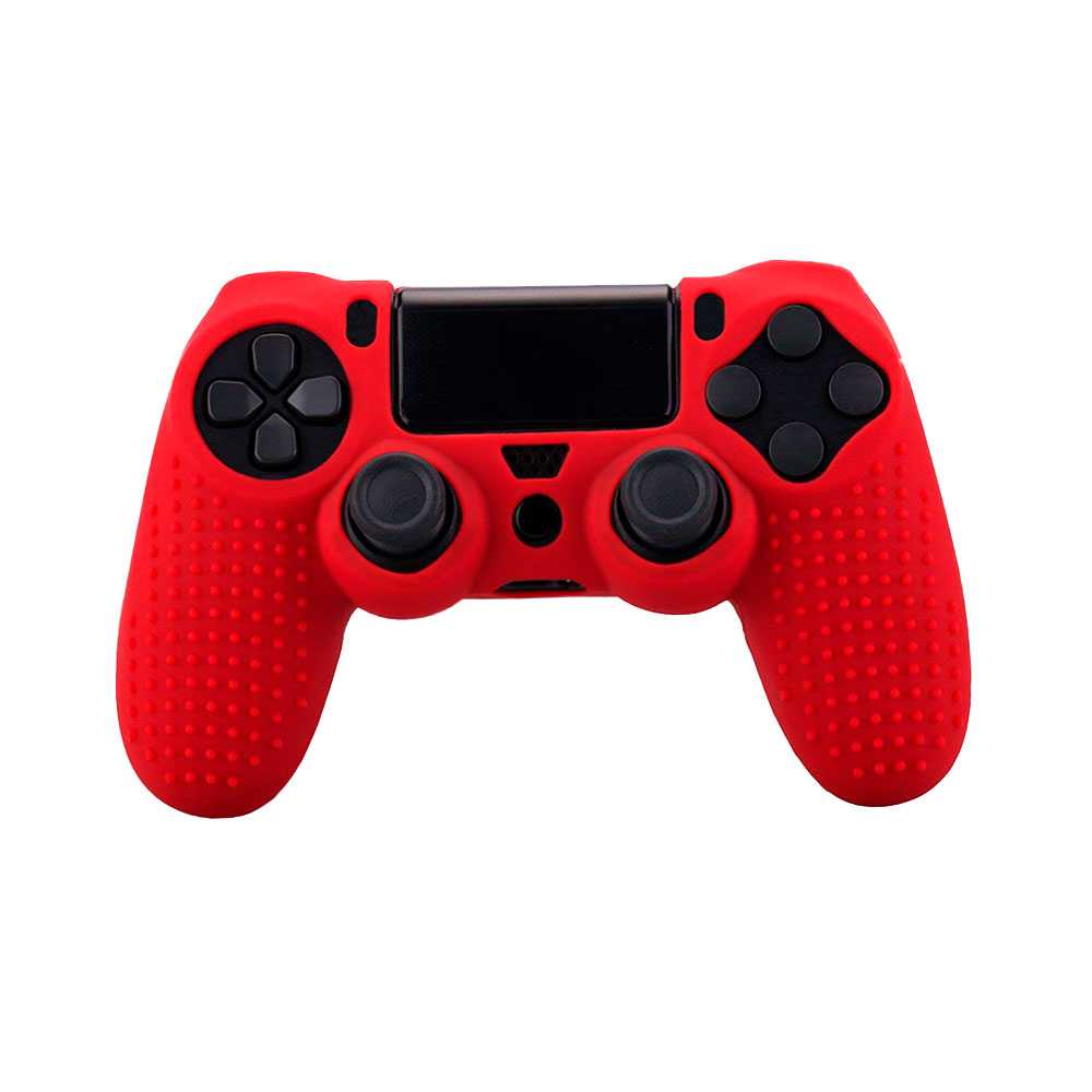 Funda de Silicona Compatible Con Mando PS4/Slim/PRO Rojo Carcasa Estuche Anti Caídas Golpes Goma Flexible Suave