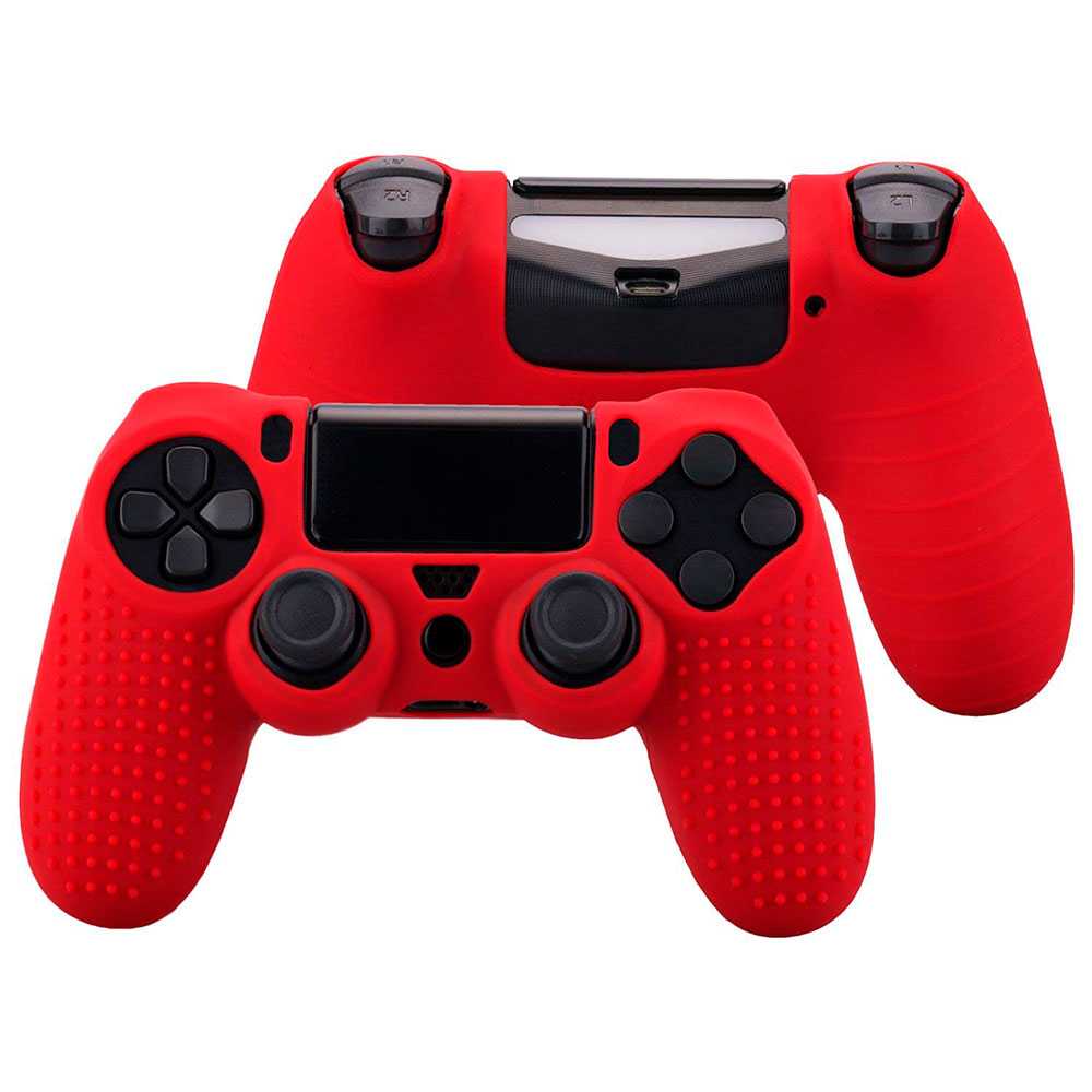 Funda de Silicona Compatible Con Mando PS4/Slim/PRO Rojo Carcasa Estuche Anti Caídas Golpes Goma Flexible Suave