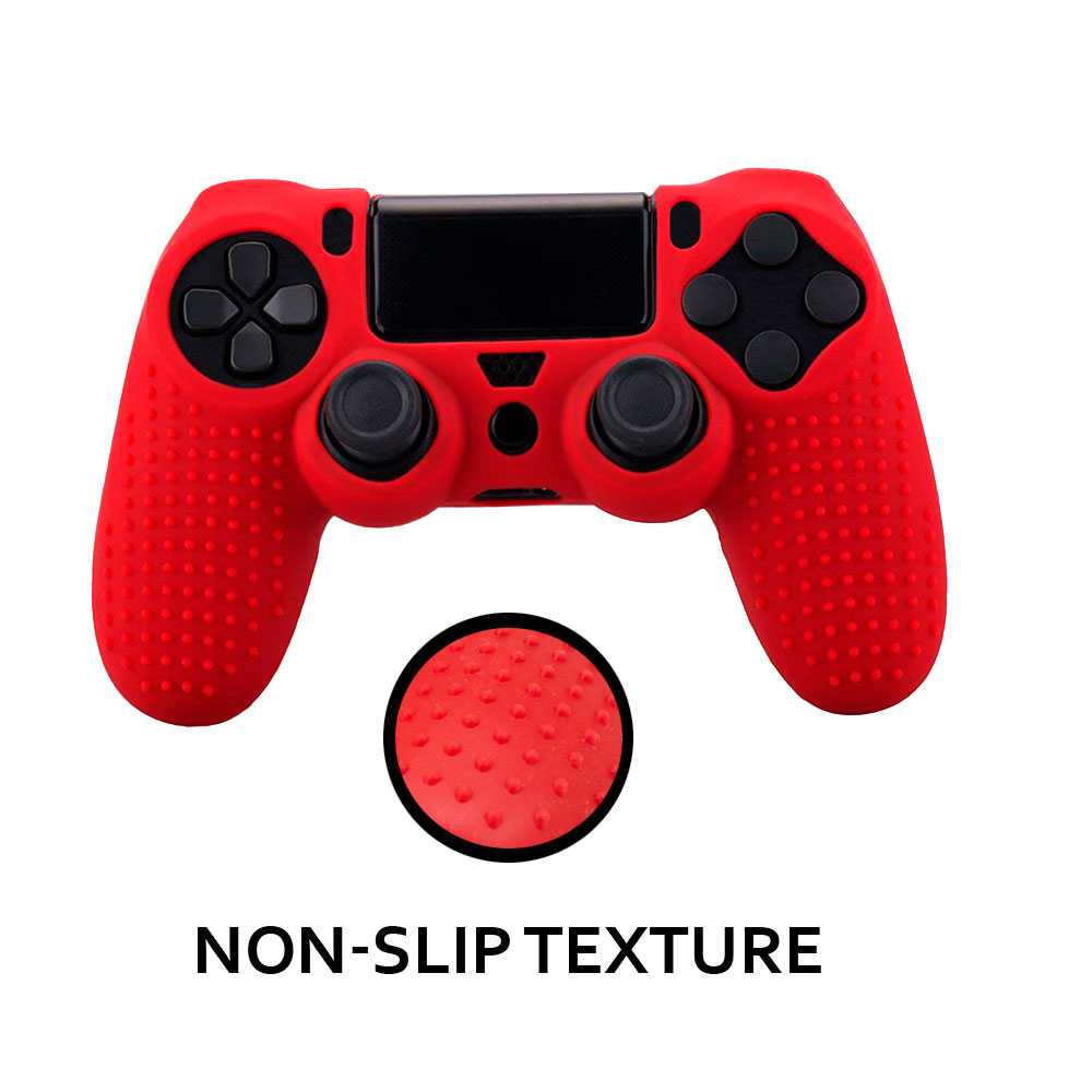 Funda de Silicona Compatible Con Mando PS4/Slim/PRO Rojo Carcasa Estuche Anti Caídas Golpes Goma Flexible Suave