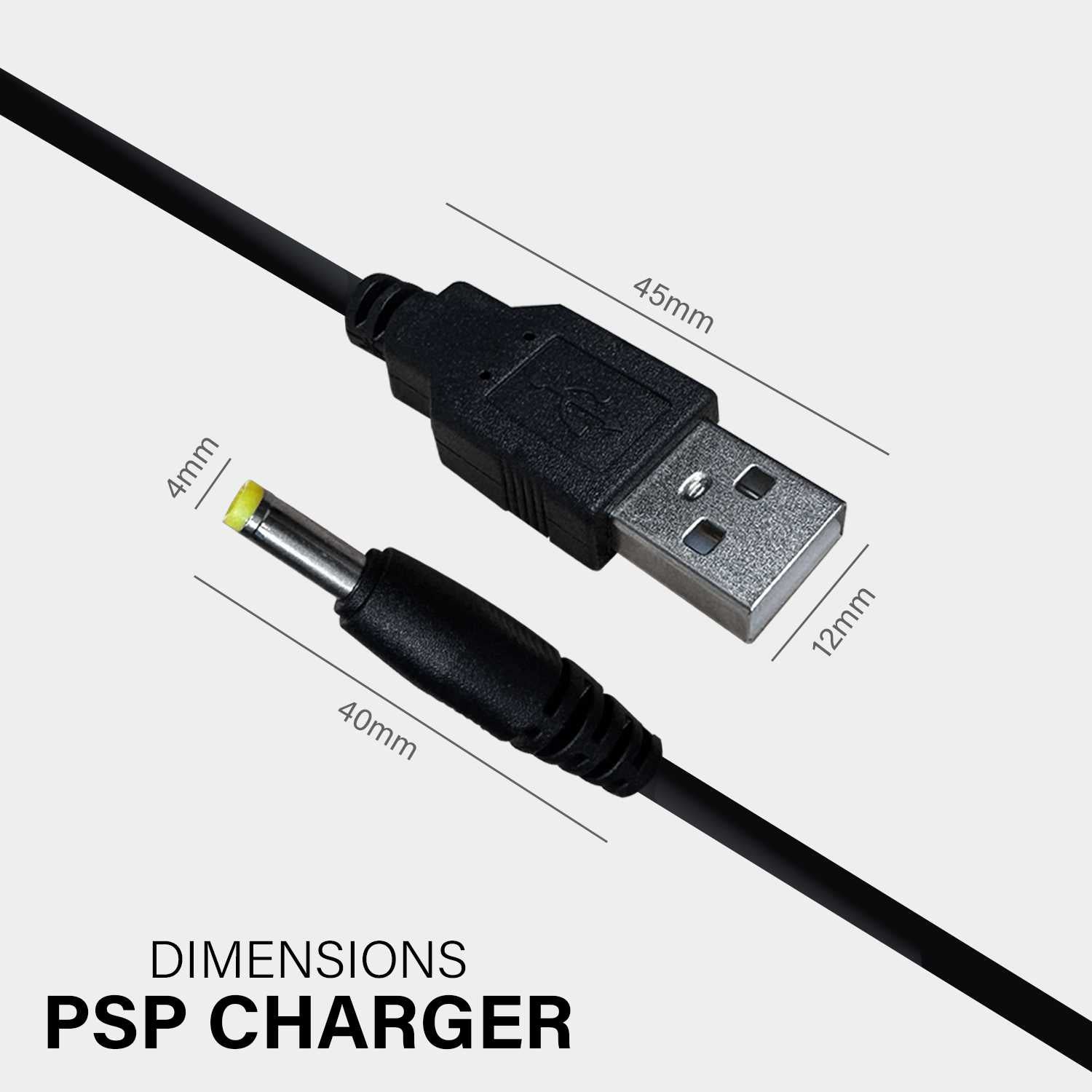 Cable Cargador USB DC Cable de Carga Compatible con PSP 1000 PSP 2000 PSP 3000, Altavoces, Camaras de Seguridad, Cargador